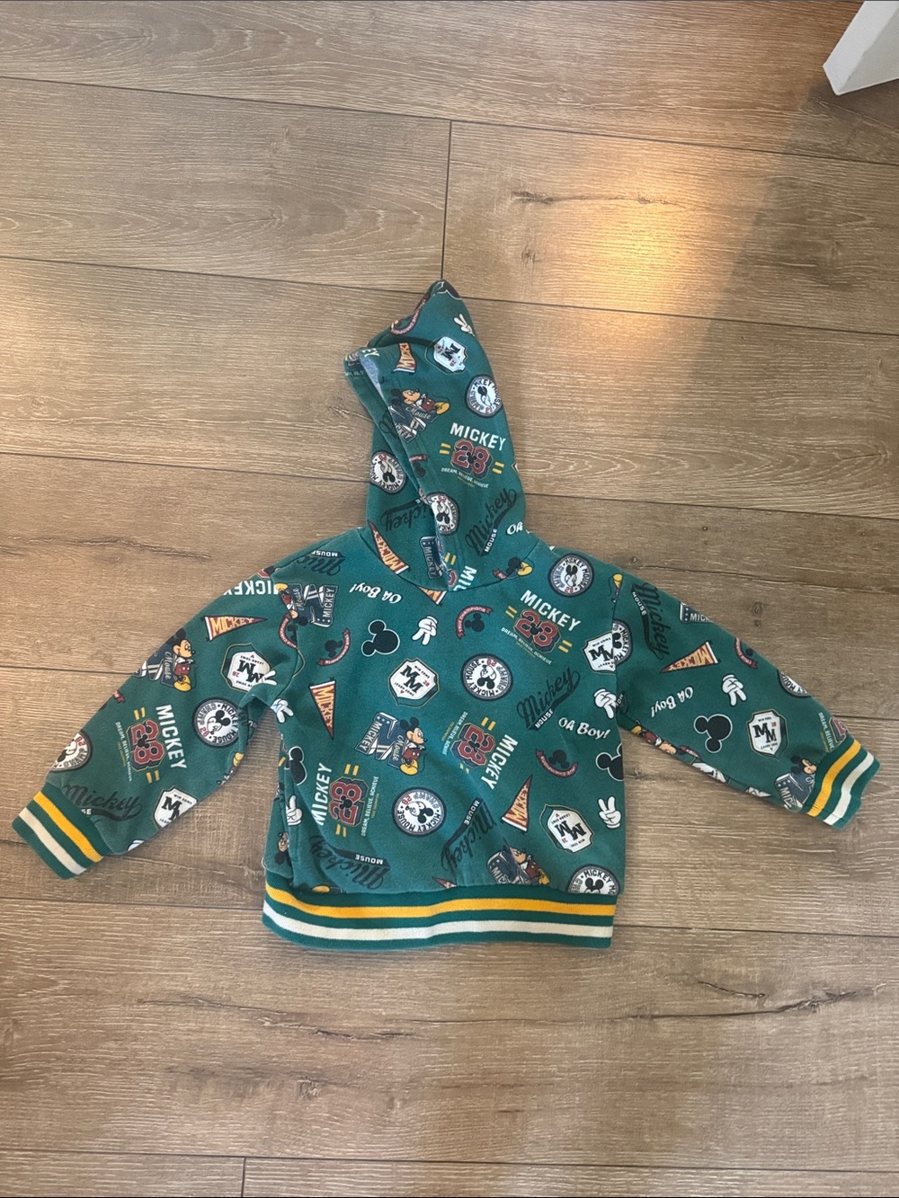 Disney Green Mickey Mouse Hooded Sweatshirt for Kids